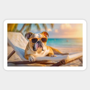 bulldog at the beach Sticker